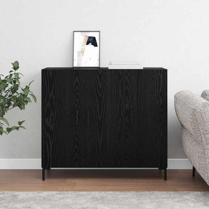 Credenza Rovere Nero 90 x 34 x 80 cm Legno multistrato