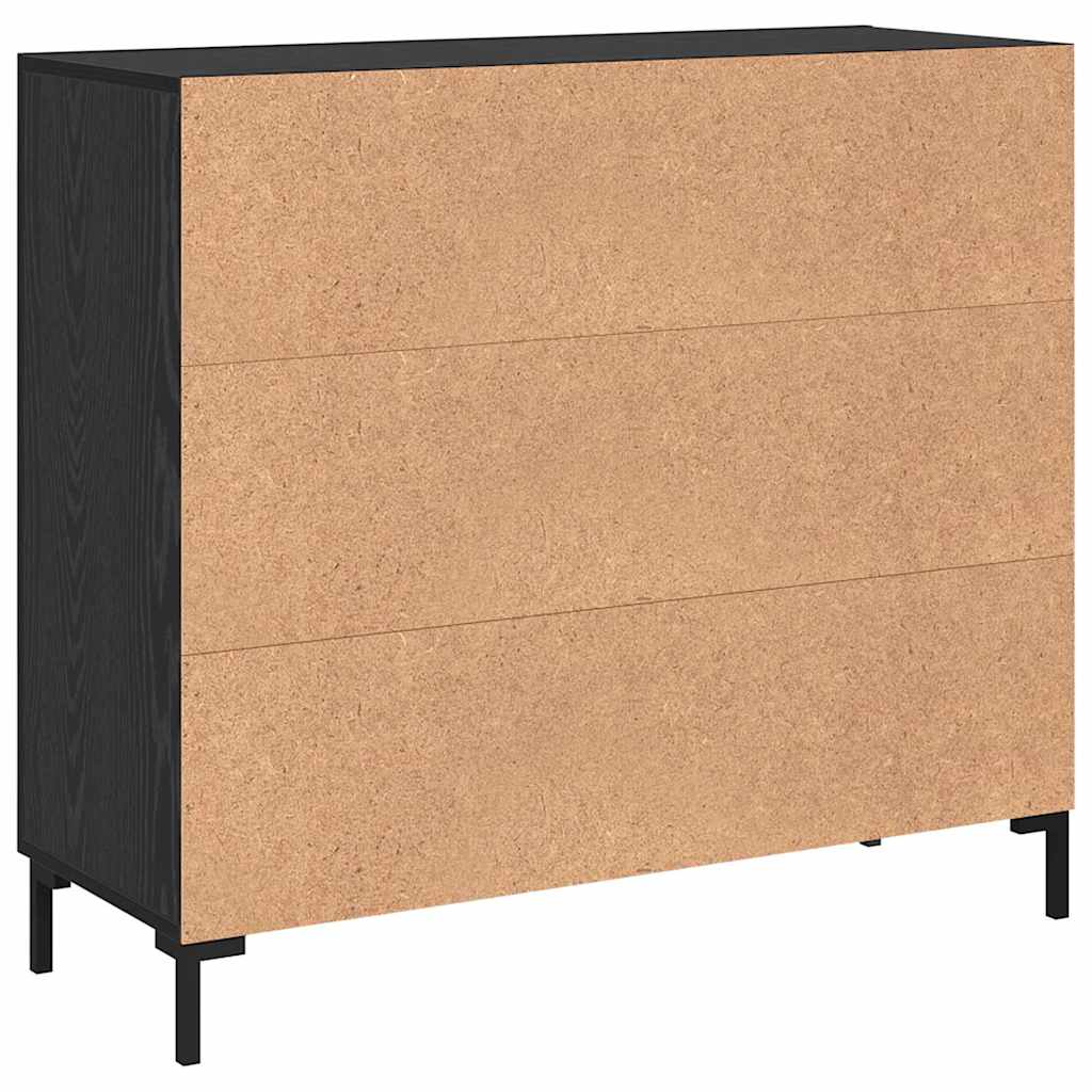 Credenza Rovere Nero 90 x 34 x 80 cm Legno multistrato