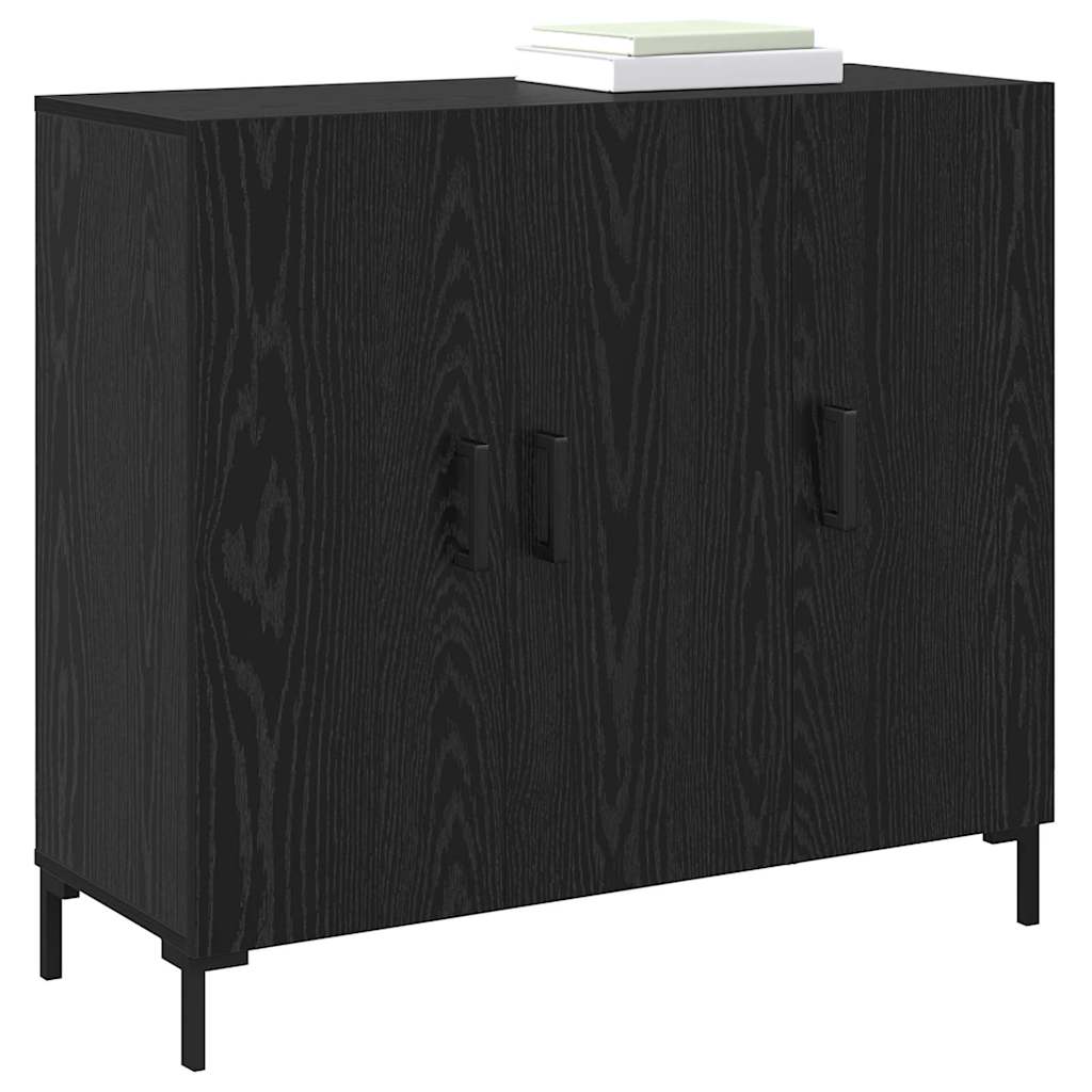 Credenza Rovere Nero 90 x 34 x 80 cm Legno multistrato