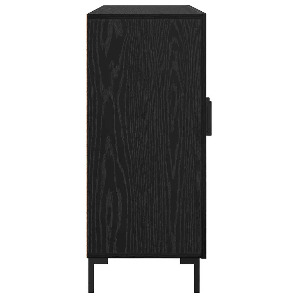 Credenza Rovere Nero 90 x 34 x 80 cm Legno multistrato
