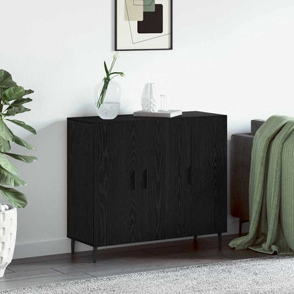 Credenza Rovere Nero 90 x 34 x 80 cm Legno multistrato