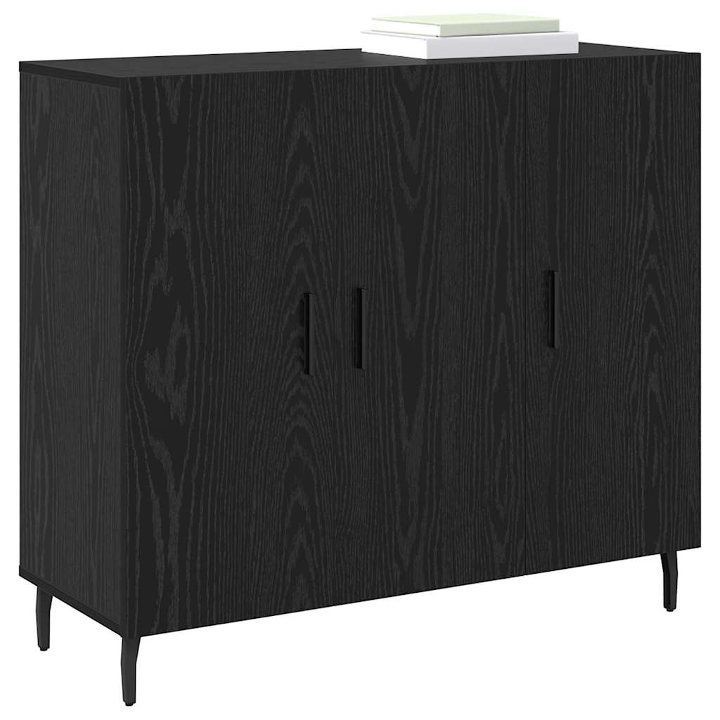 Credenza Rovere Nero 90 x 34 x 80 cm Legno multistrato