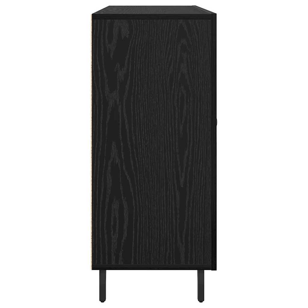 Credenza Rovere Nero 90 x 34 x 80 cm Legno multistrato