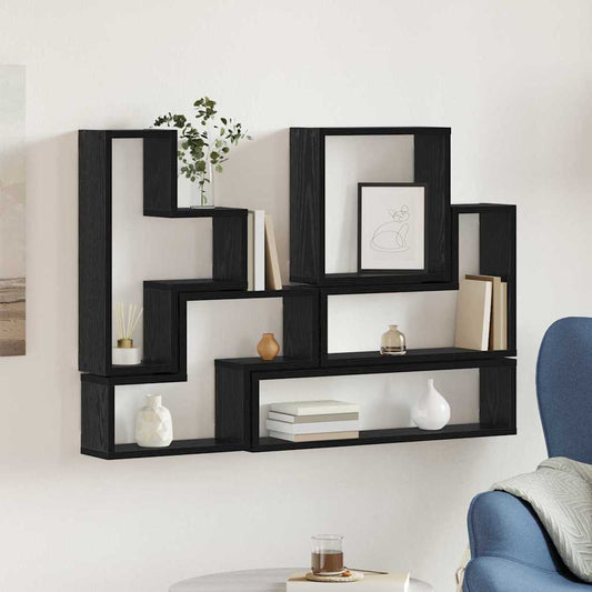 Scaffale da parete A parete Rovere Nero 96 x 12 x 64 cm
