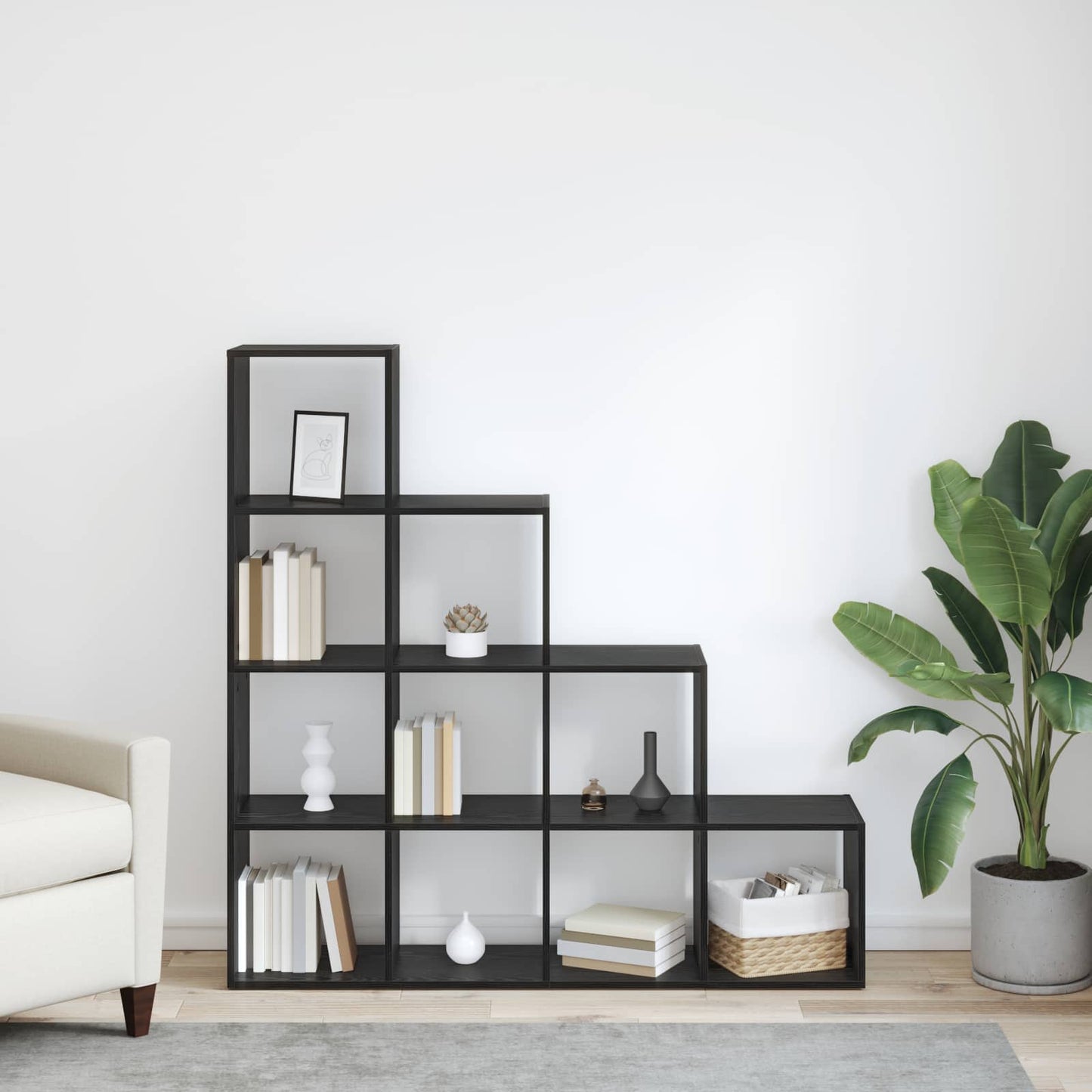 Libreria divisoria Rovere Nero 131,5 x 29 x 131,5 cm | homemem39