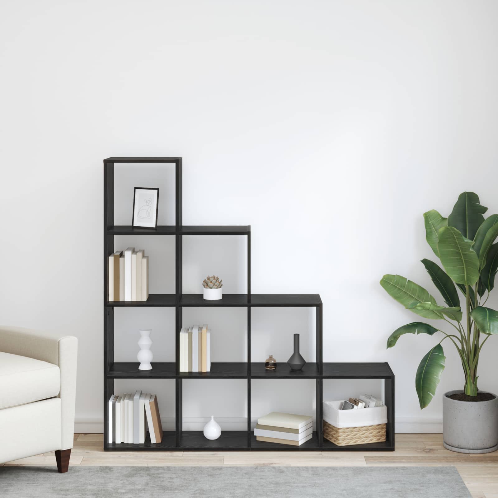 Libreria divisoria Rovere Nero 131,5 x 29 x 131,5 cm | homemem39