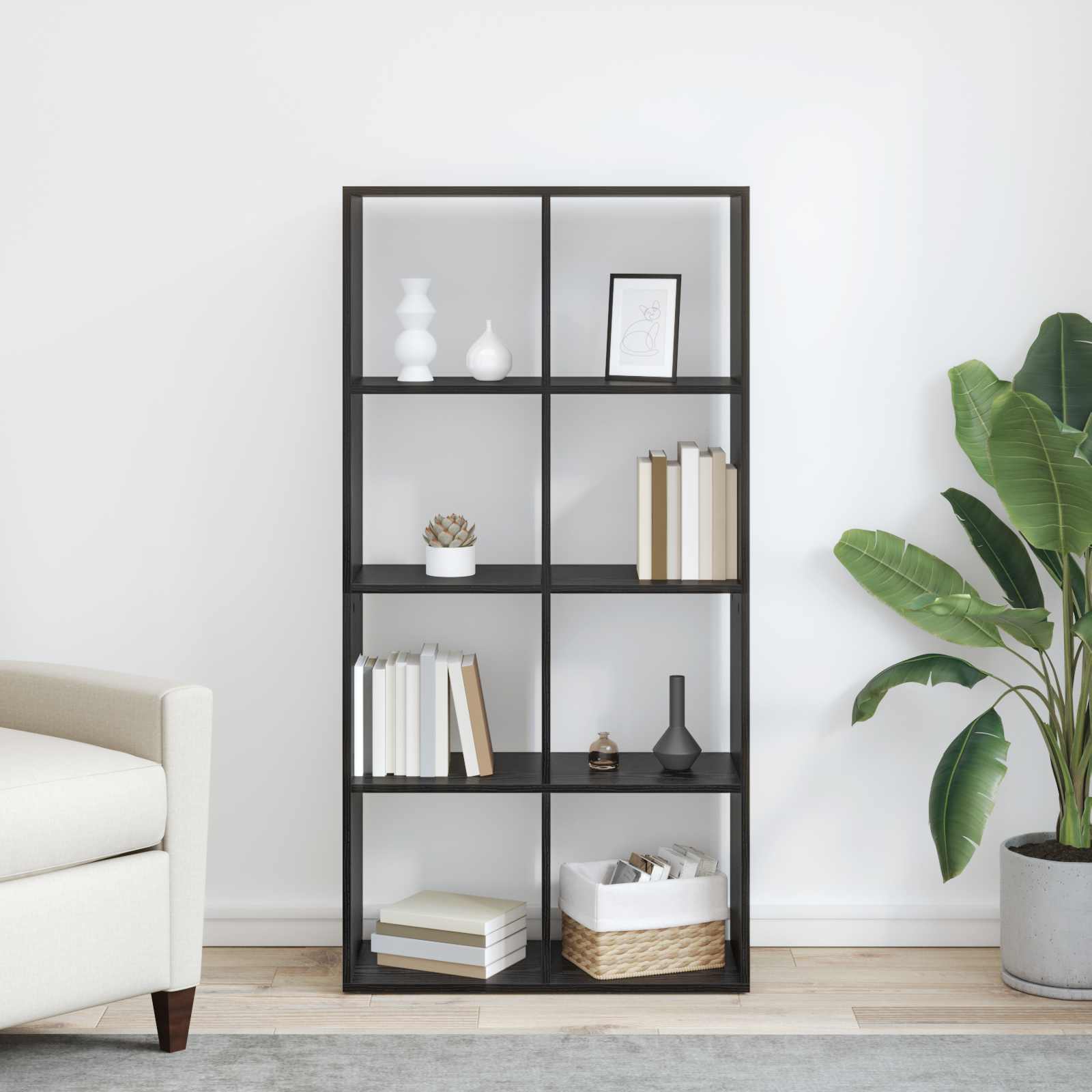 Armadio per Libri Rovere Nero 69,5 x 29 x 137,5 cm | homemem39
