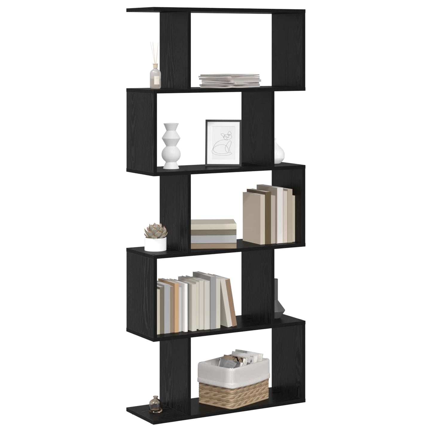 Armadio per Libri Rovere Nero 70 x 24 x 161 cm | homemem39