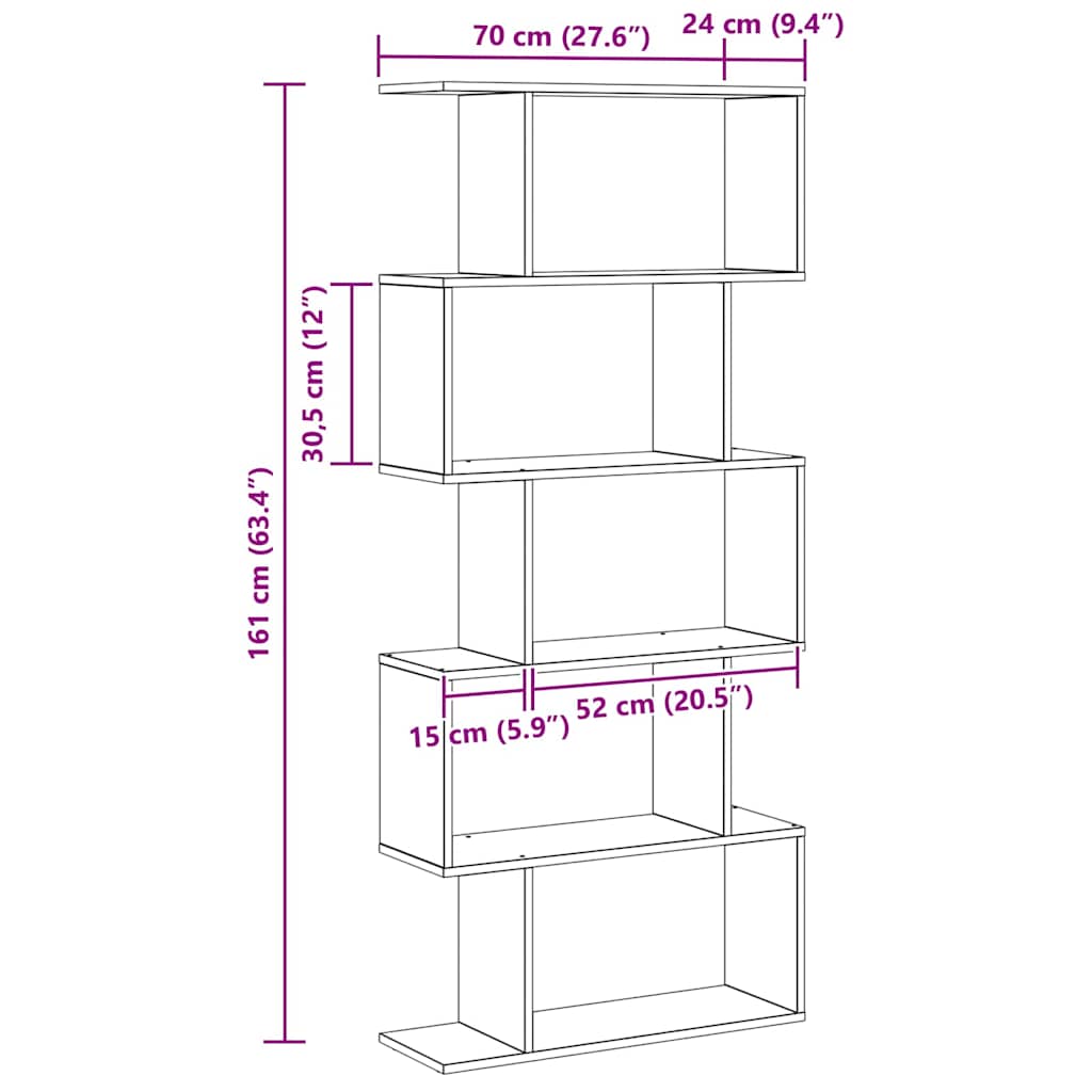 Armadio per Libri Rovere Nero 70 x 24 x 161 cm