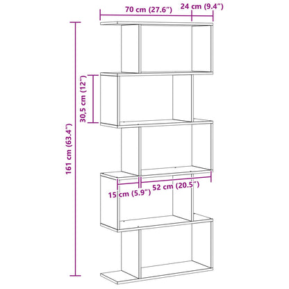 Armadio per Libri 5 livelli 70 x 24 x 161 cm Rovere Nero | homemem39