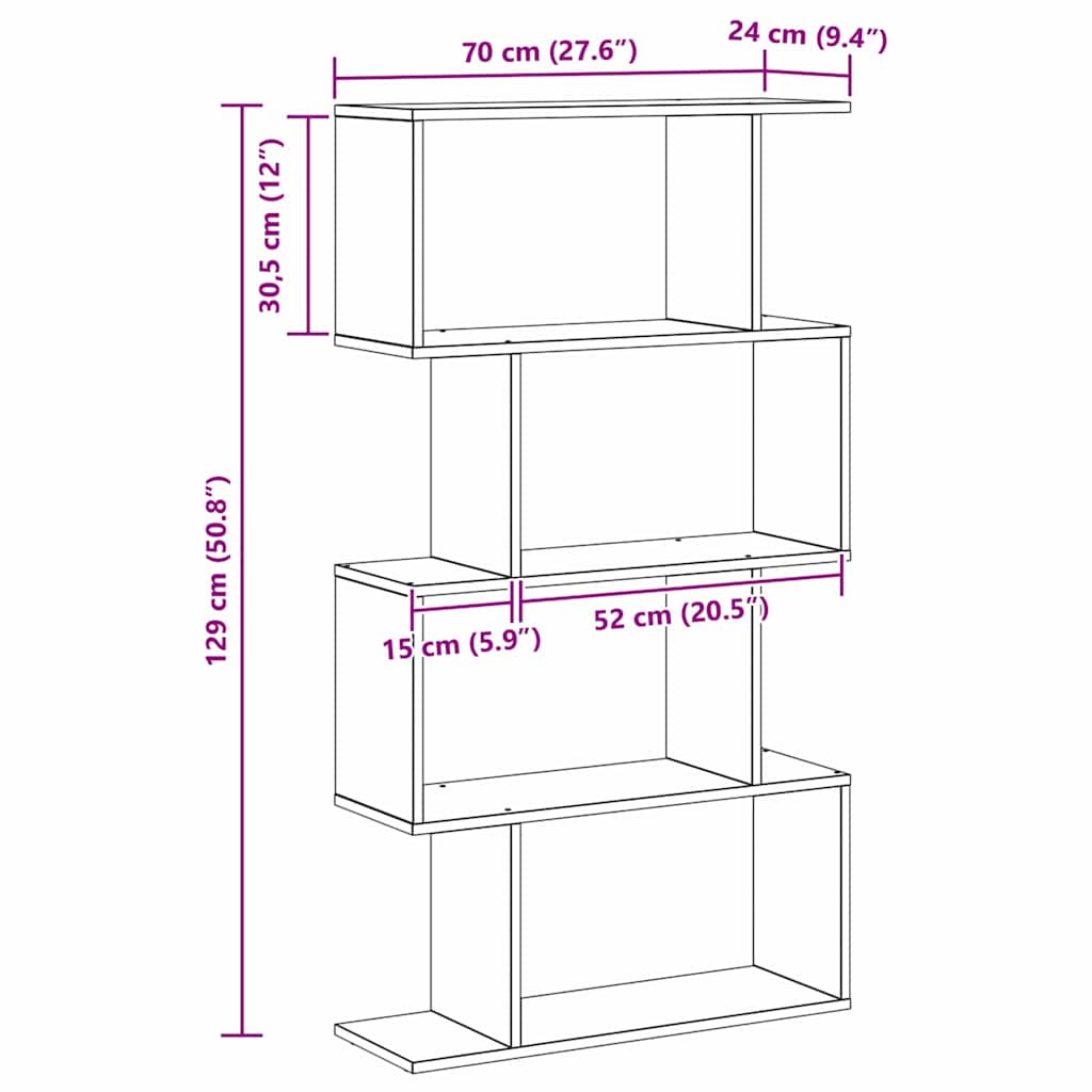 Armadio per Libri Rovere Nero 70 x 24 x 129 cm