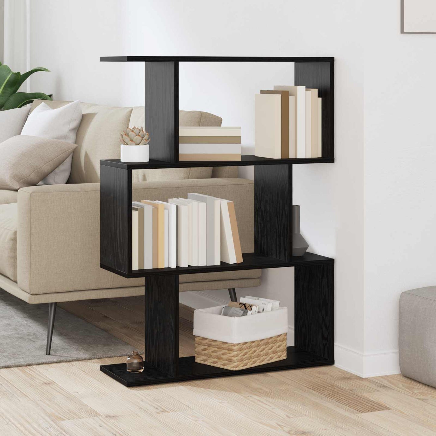 Armadio per Libri Rovere Nero 70 x 24 x 97 cm Legno multistrato | homemem39