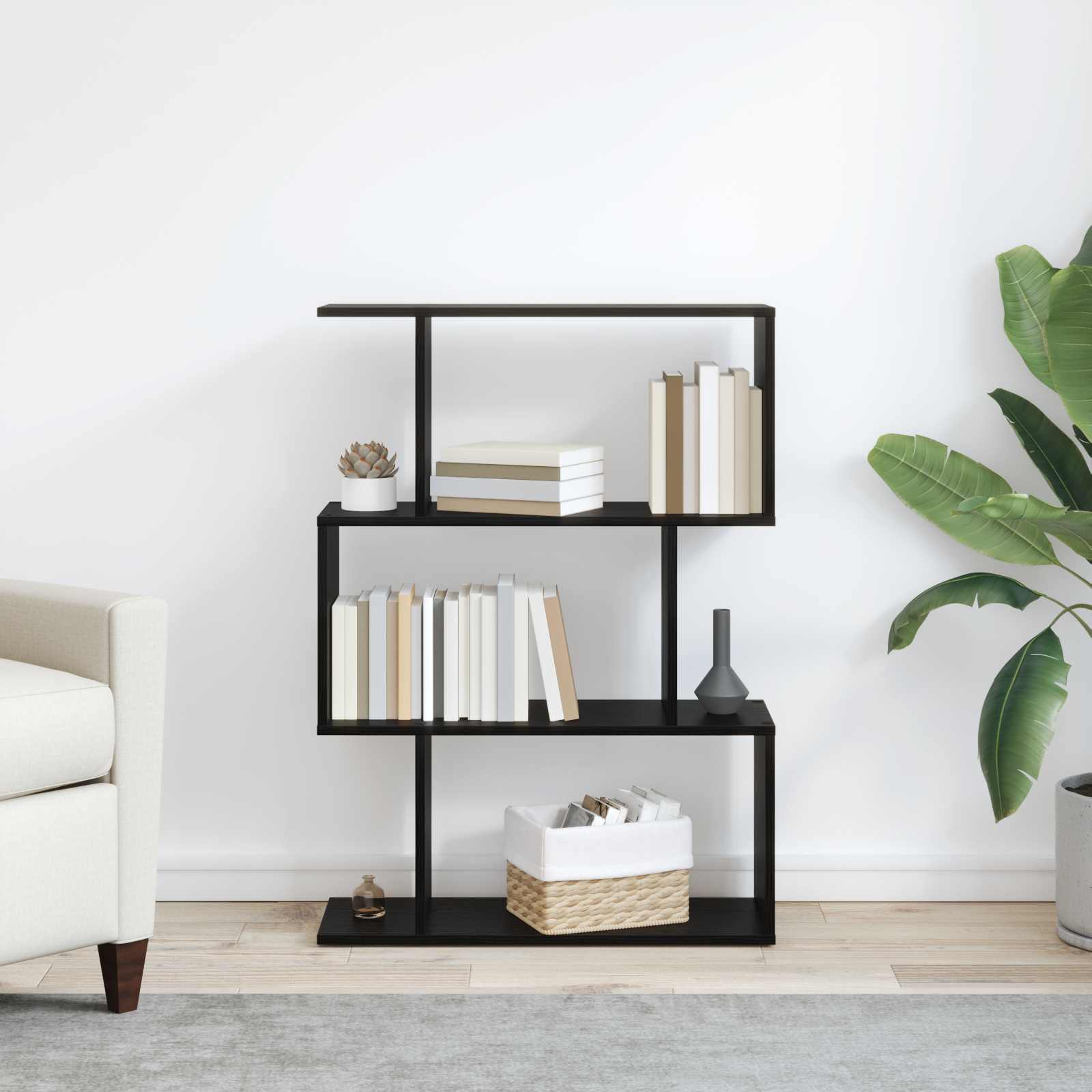 Armadio per Libri Rovere Nero 70 x 24 x 97 cm Legno multistrato | homemem39