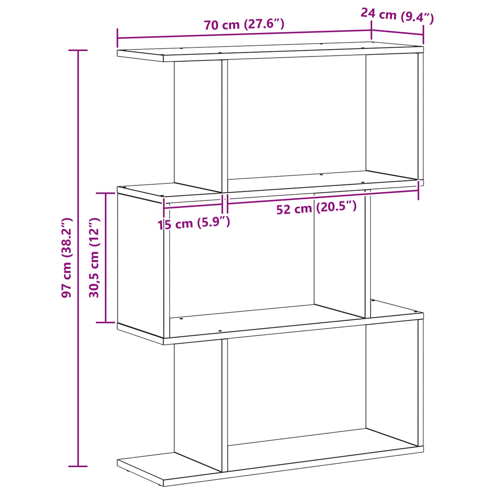 Armadio per Libri Rovere Nero 70 x 24 x 97 cm Legno multistrato | homemem39