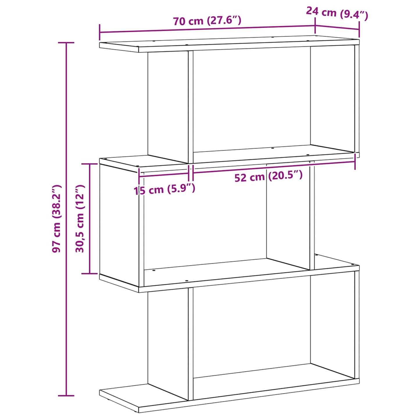 Armadio per Libri Rovere Nero 70 x 24 x 97 cm Legno multistrato