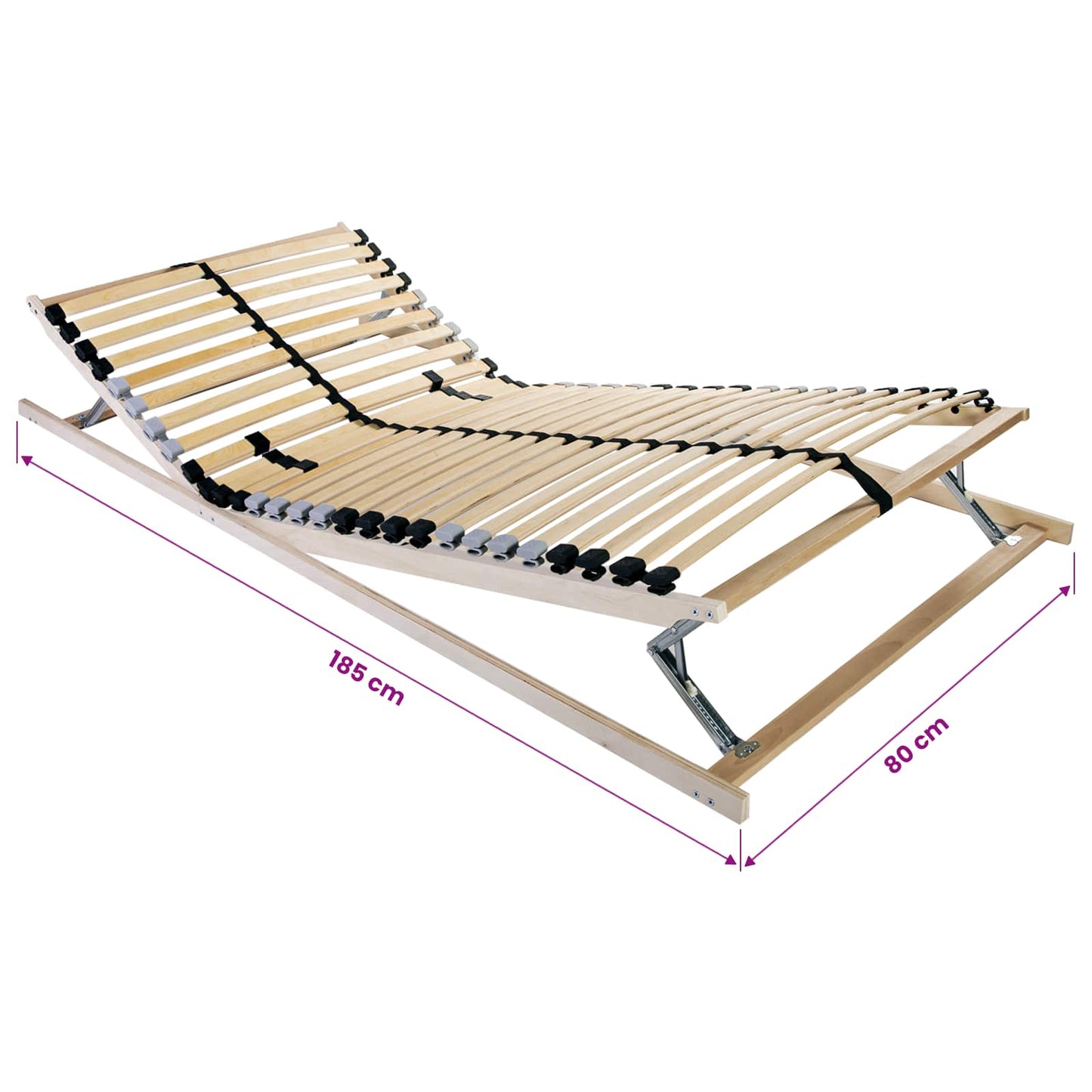 Base a doghe Marrone 80 x 190 cm Legno massello di faggio