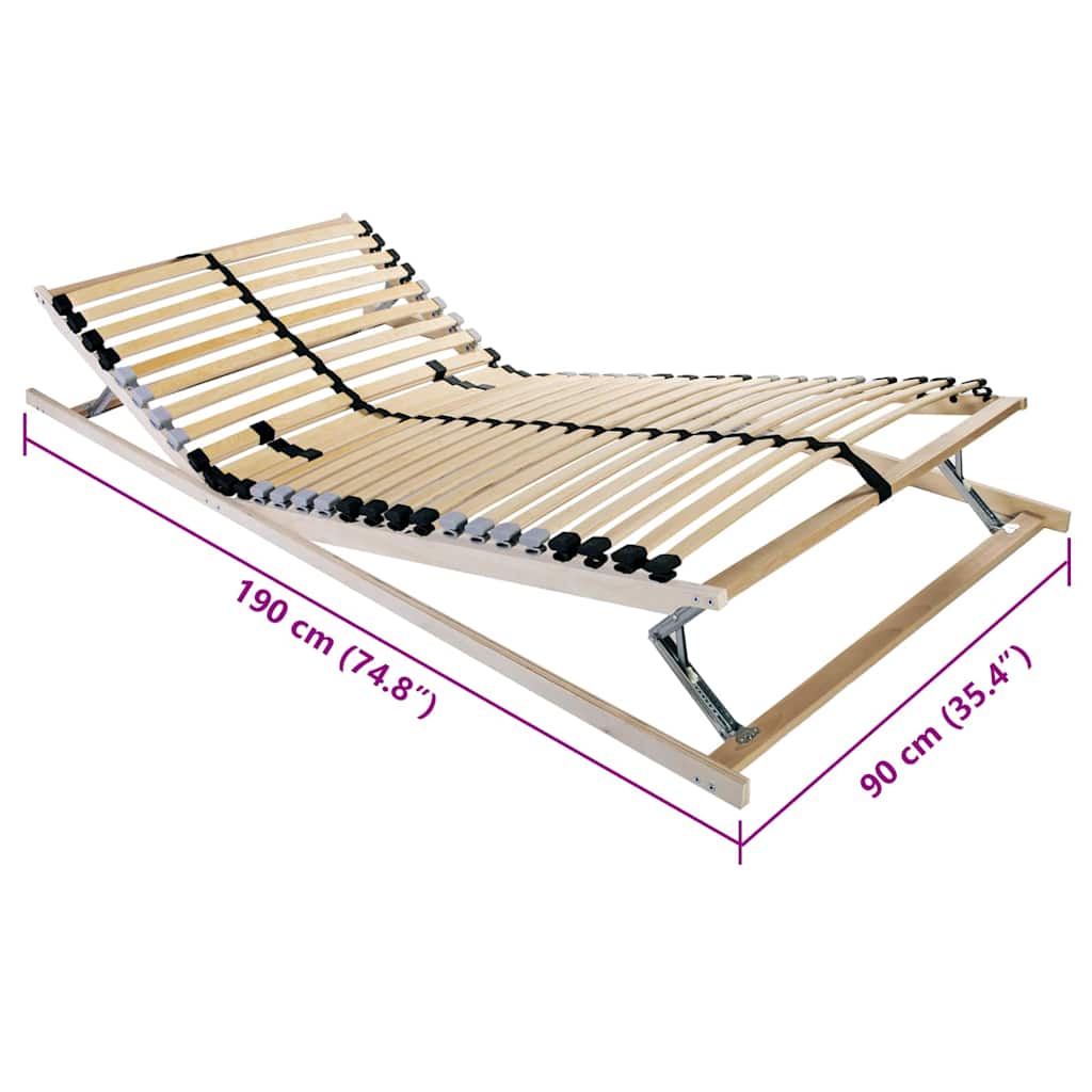 Base a doghe Marrone 90 x 190 cm Legno massello di faggio | homemem39