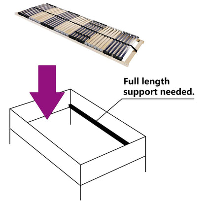 Base a doghe Marrone 90 x 190 cm Legno massello di faggio - homemem39