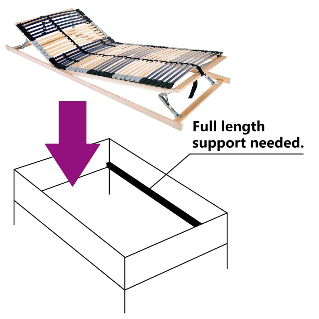 Base a doghe Marrone 70 x 190 cm Legno massello di faggio - homemem39