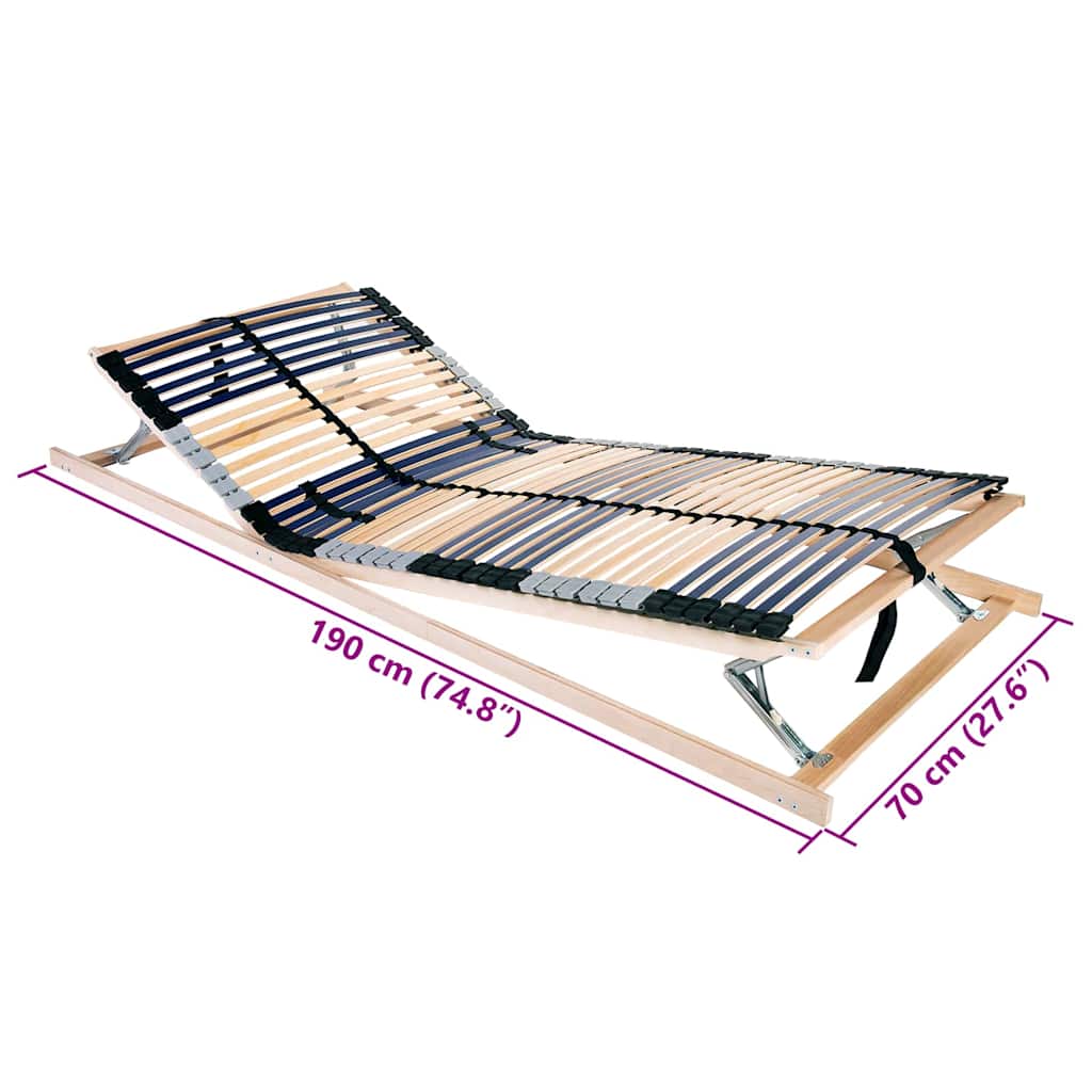 Base a doghe Marrone 70 x 190 cm Legno massello di faggio - homemem39