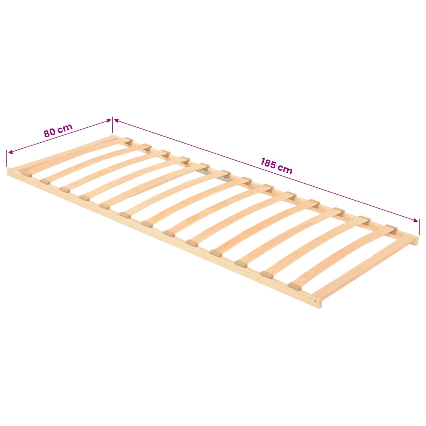 Base a doghe Marrone 80 x 190 cm Legno massello di faggio