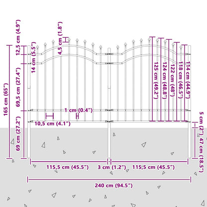 Recinzione per Giardino Grigio 240 x 165 cm