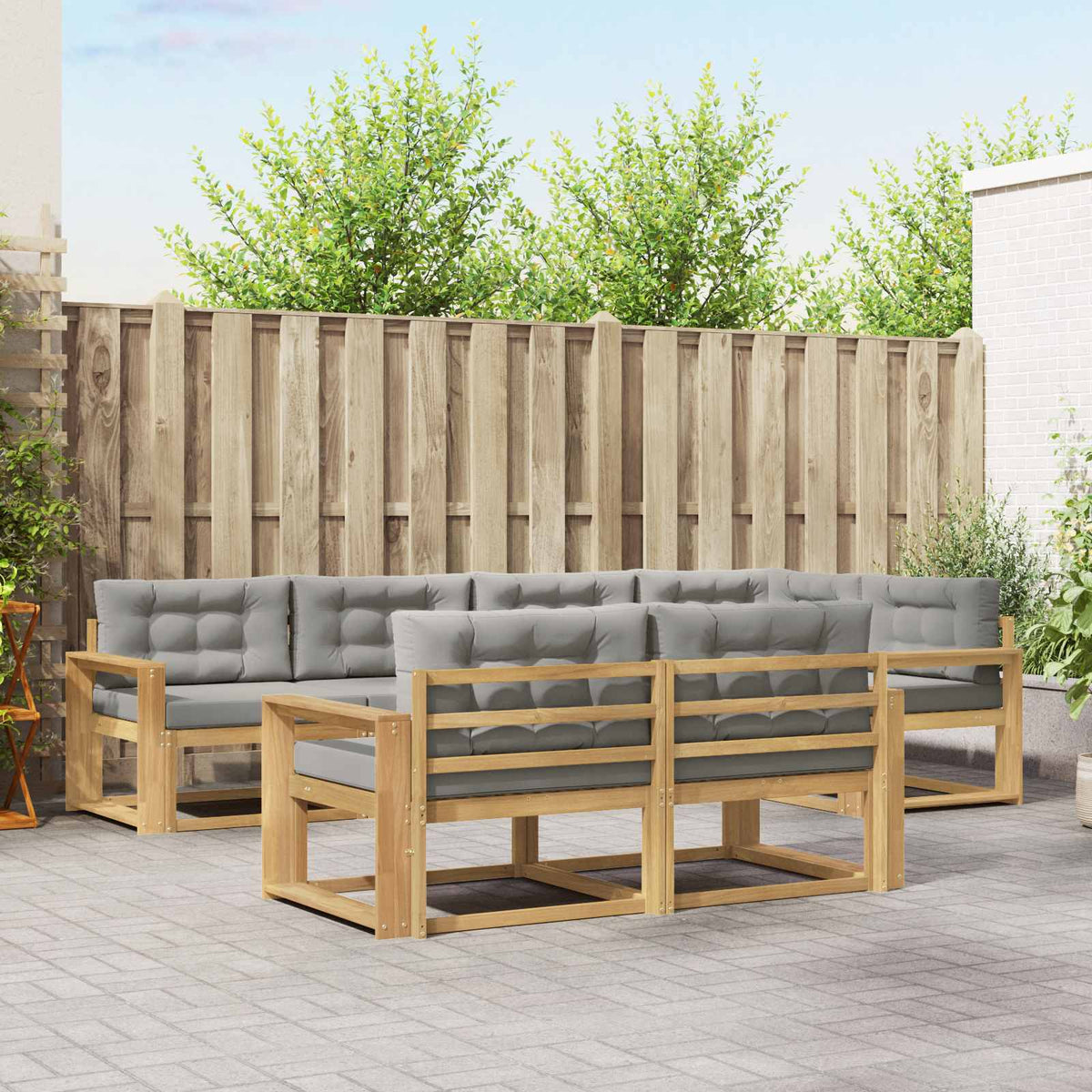 Set di divani da esterno 6 pz 7-Posti Bianco e Grigio Chiaro | homemem39