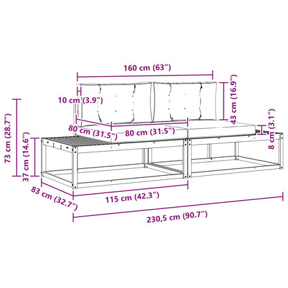 Set di divani da esterno Bianco 230,5 x 83 x 73 cm Poliestere | homemem39