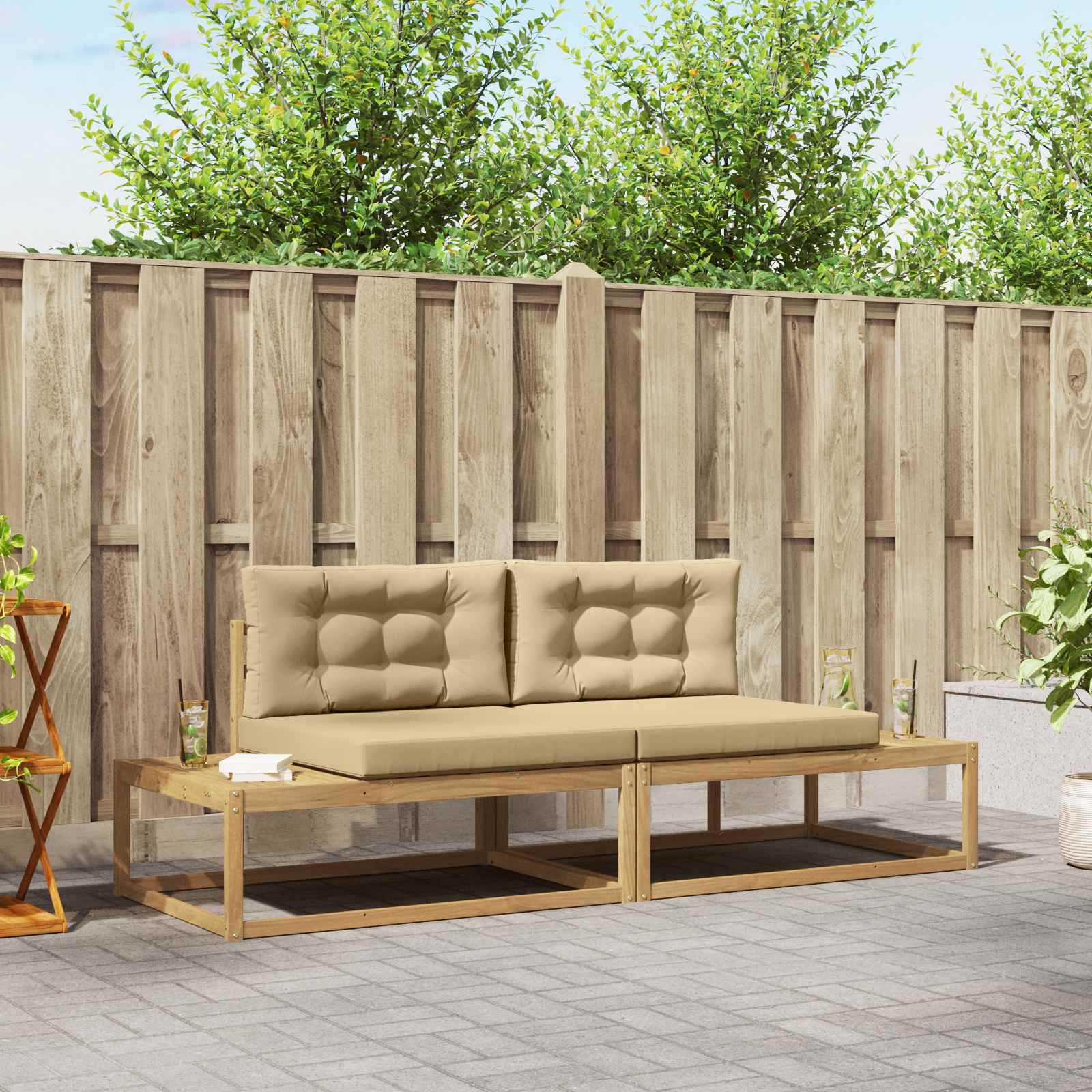 Set di divani da esterno Bianco 230,5 x 83 x 73 cm Poliestere | homemem39