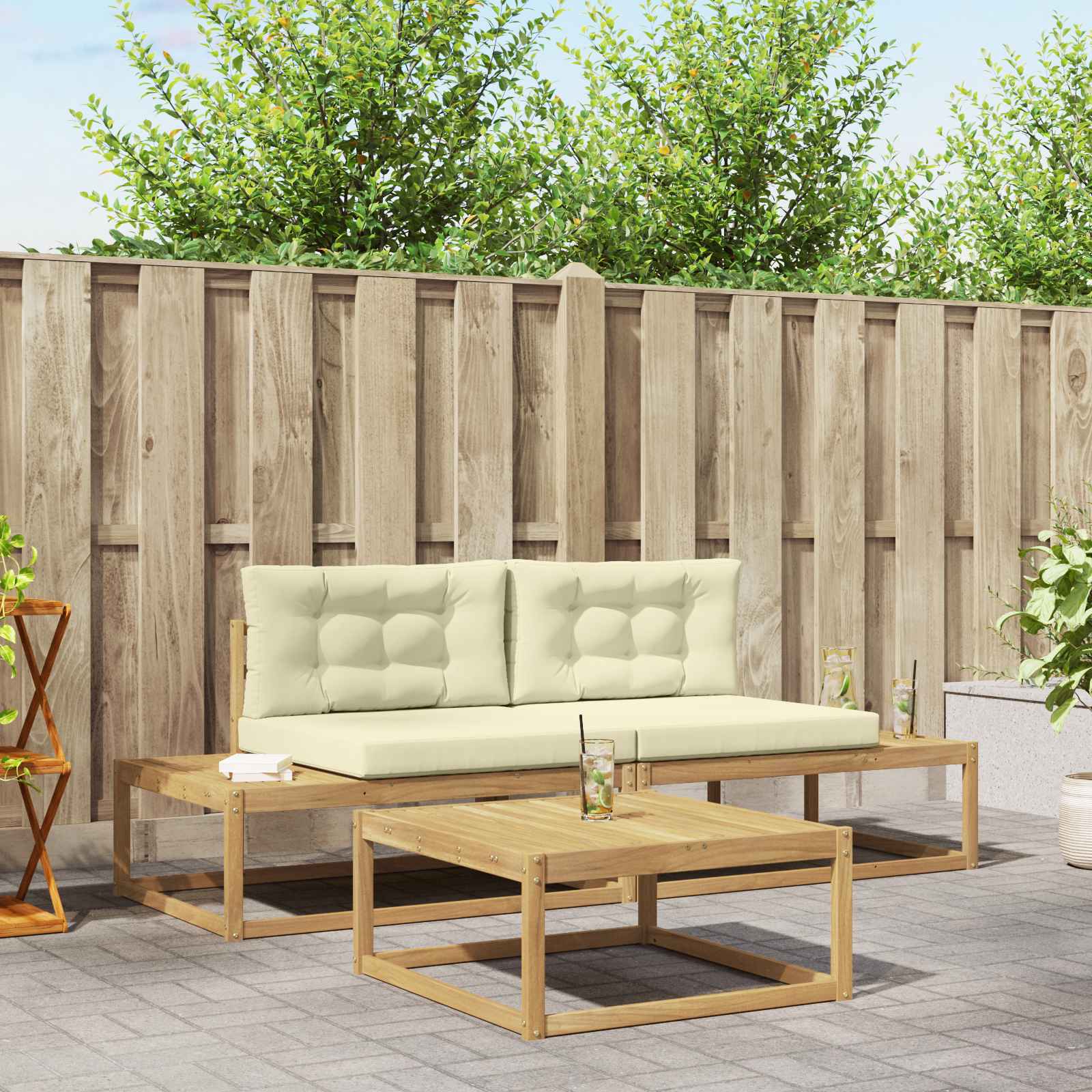 Set di divani da esterno Bianco 79 x 79 x 37 cm Poliestere | homemem39