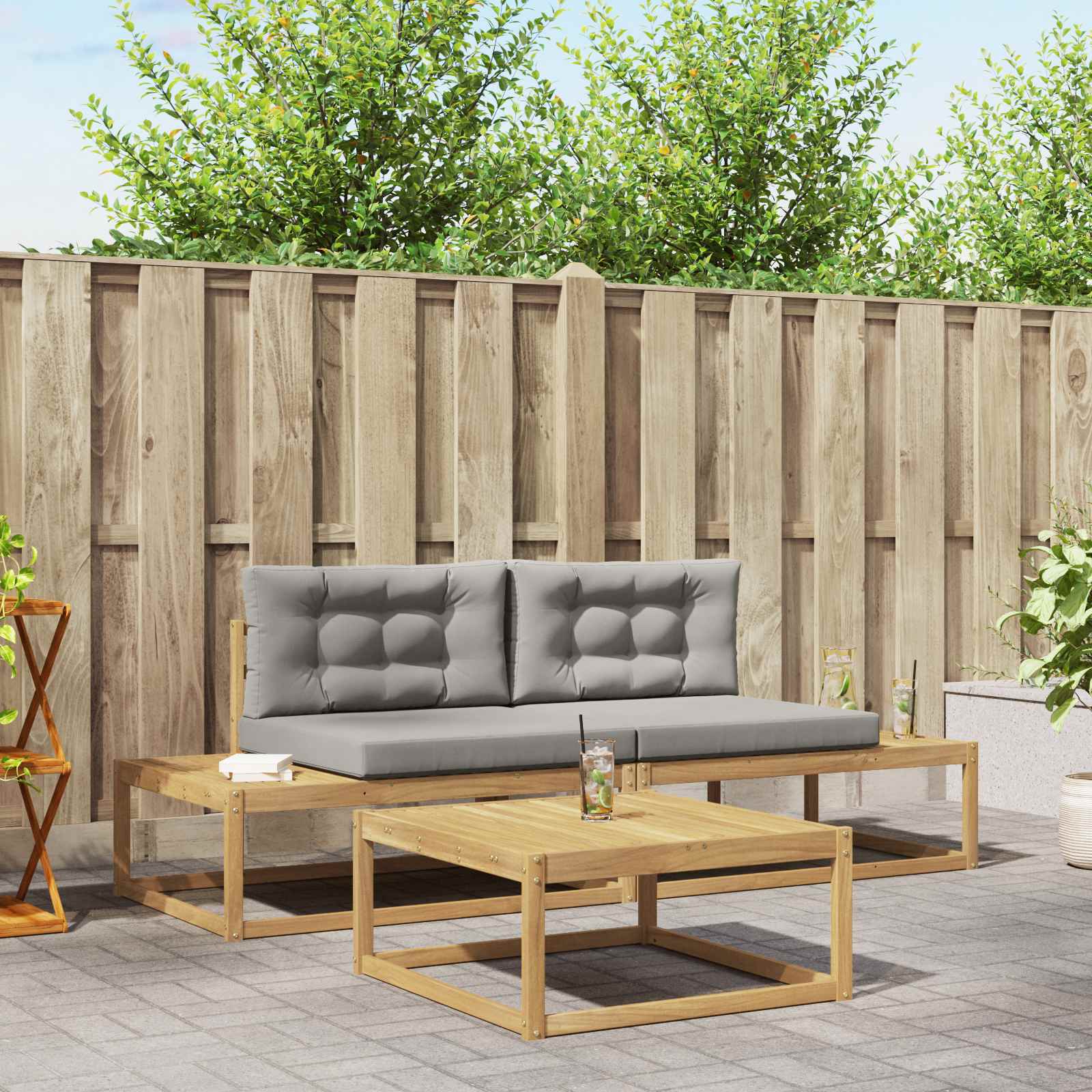 Set di divani da esterno Bianco 79 x 79 x 37 cm Poliestere | homemem39
