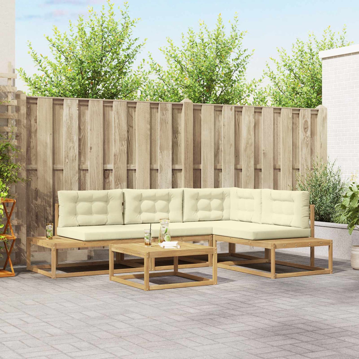 Set di divani da esterno Bianco 79 x 79 x 37 cm Poliestere | homemem39