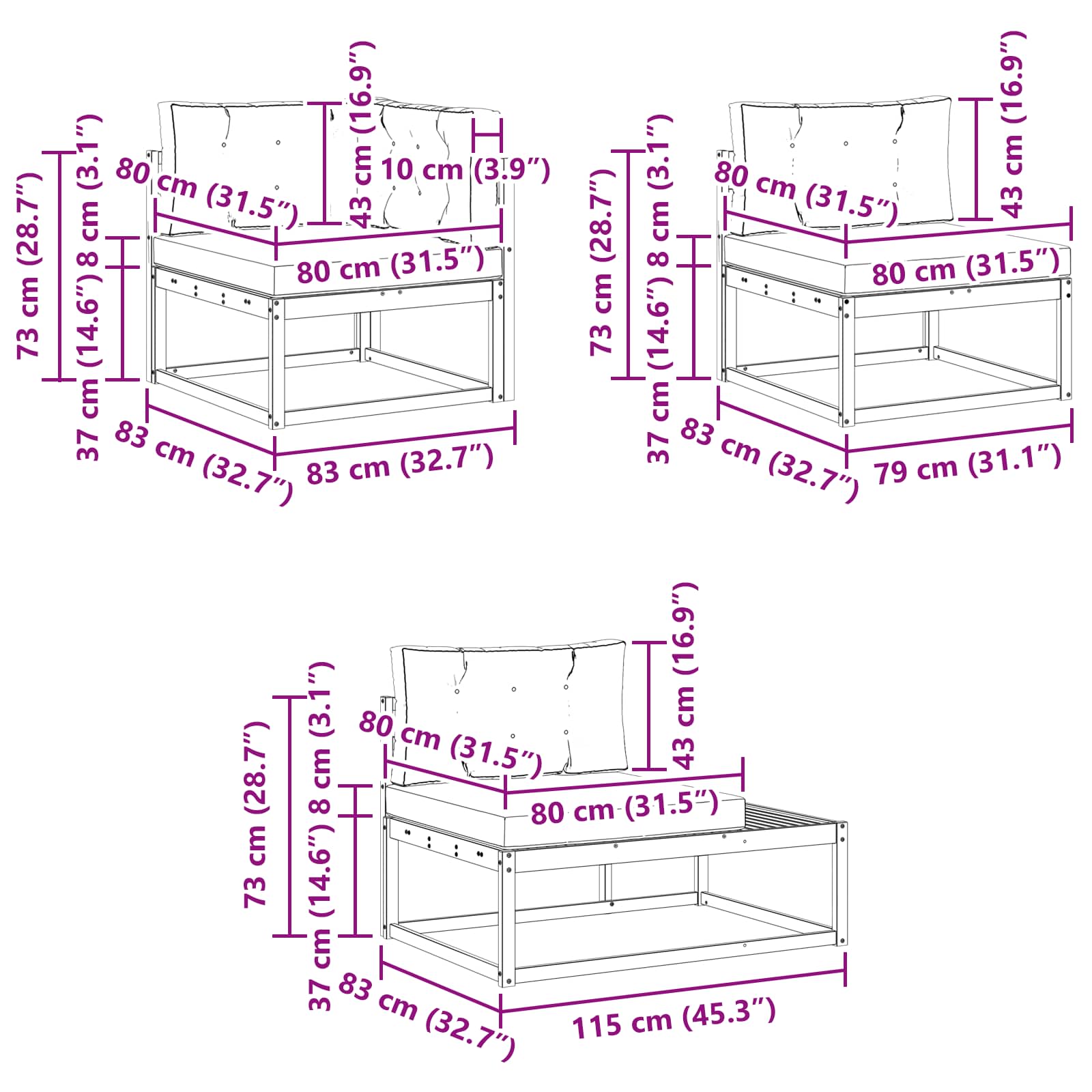 6 pcs Set di divani da esterno Poliestere Bianco e Antracite | homemem39