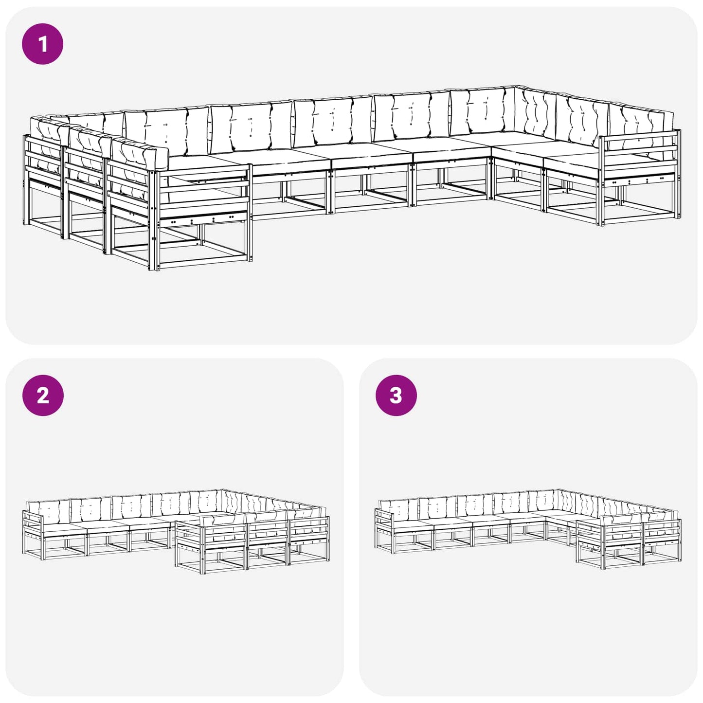 Set di divani da esterno 10 pcs Bianco e Grigio Chiaro | homemem39