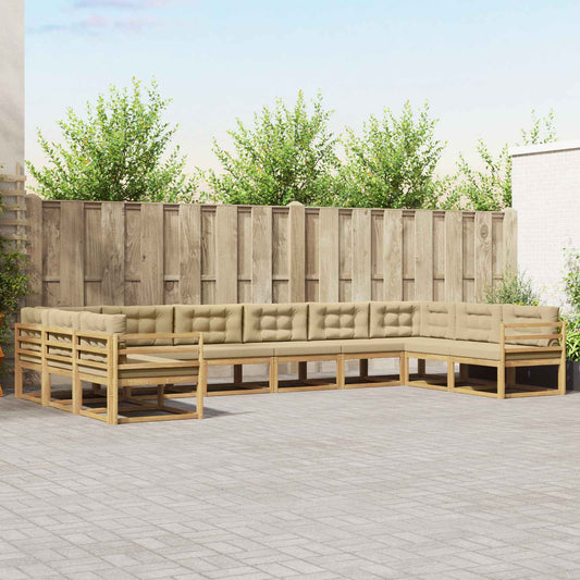 Set di divani da esterno con cuscino 10 pcs Bianco e Beige