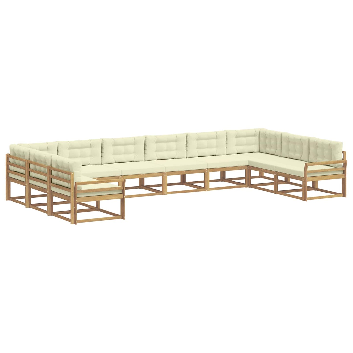 Set di divani da esterno con cuscino 10 pcs Bianco e Crema
