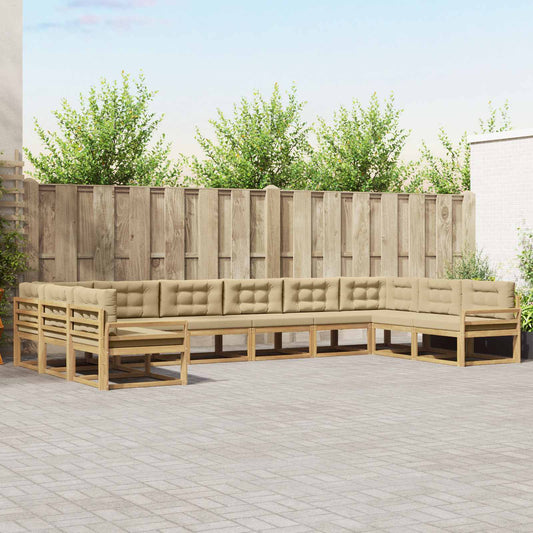 Set di divani da esterno con cuscino 10 pcs Bianco e Beige