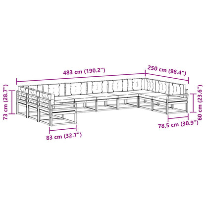 Set di divani da esterno con cuscino 10 pcs Bianco e Beige | homemem39