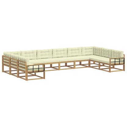Set di divani da esterno con cuscino 10 pcs Bianco e Crema