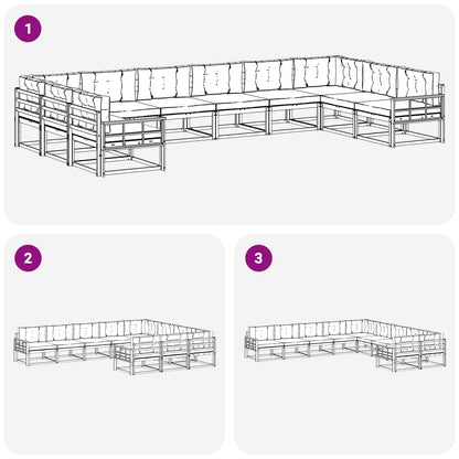 Set di divani da esterno 10 pcs Bianco e Grigio Chiaro