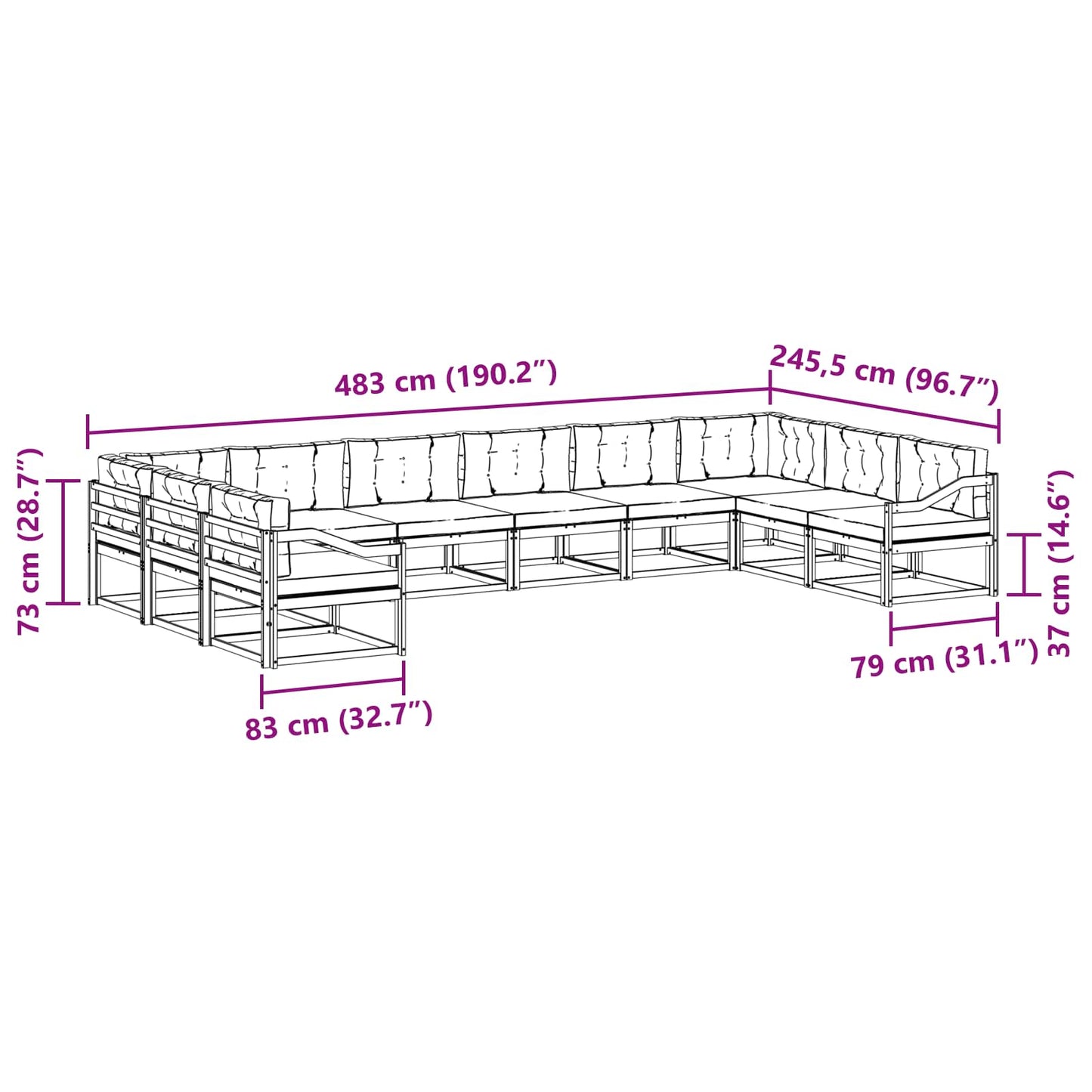 Set di divani da esterno con cuscino 10 pcs Bianco e Crema | homemem39