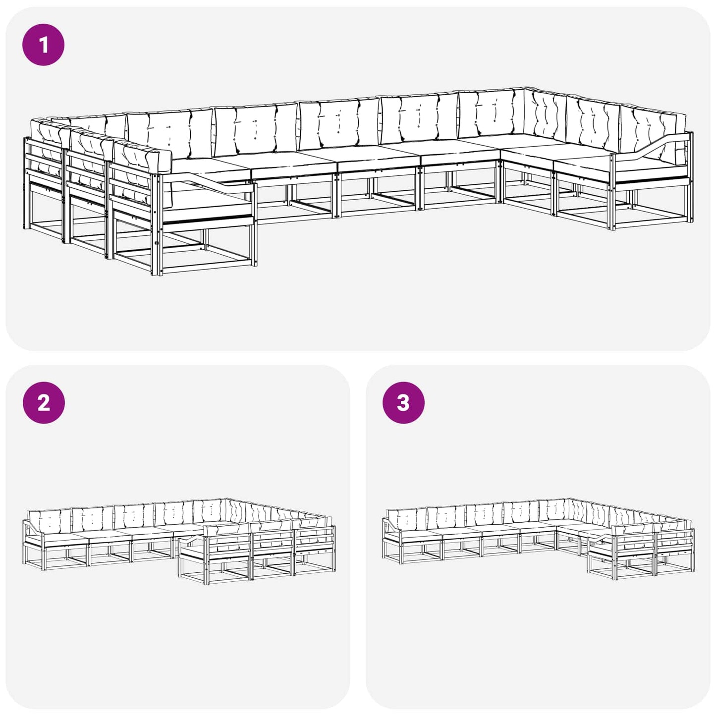 Set di divani da esterno con cuscino 10 pcs Bianco e Antracite | homemem39