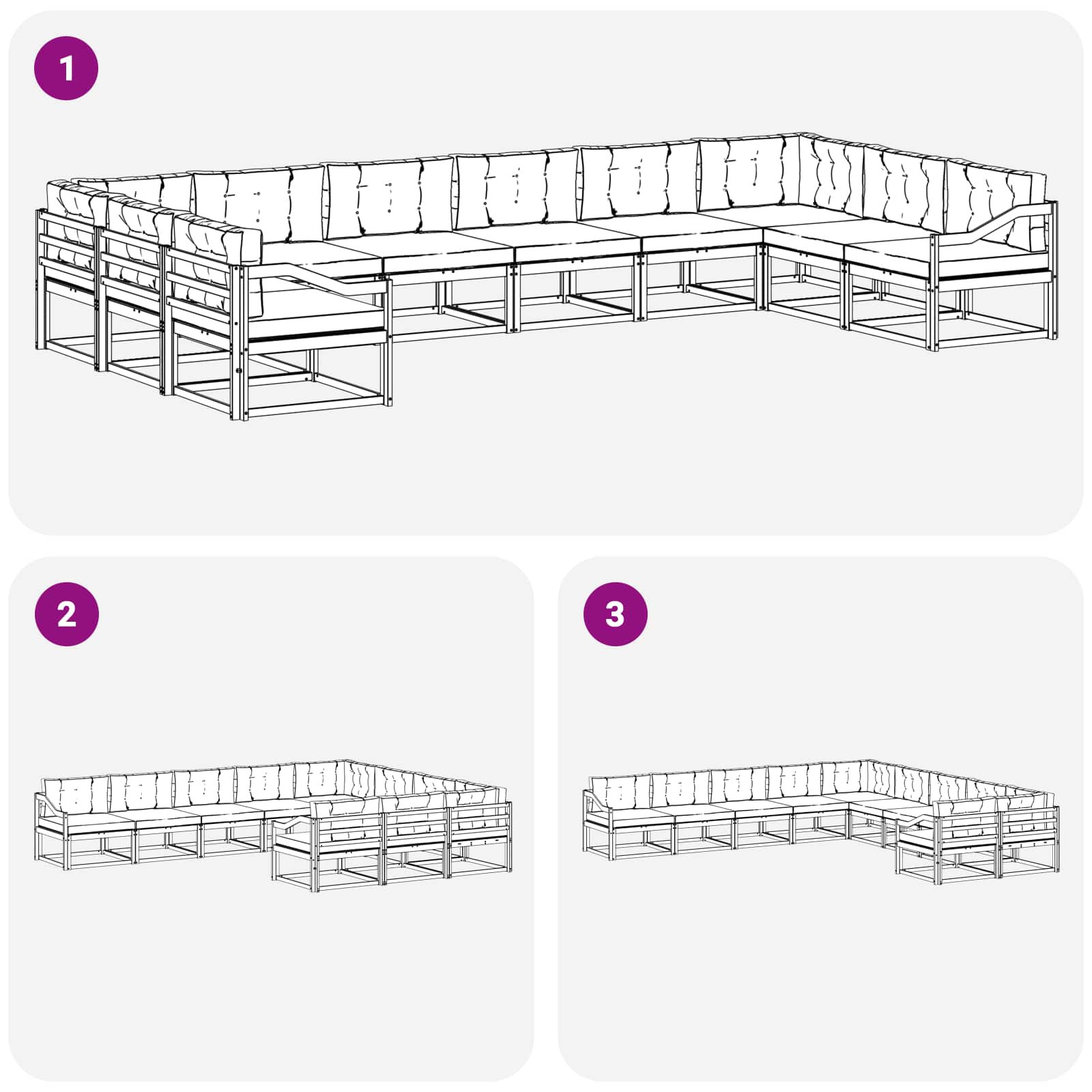 Set di divani da esterno con cuscino 10 pcs Bianco e Beige | homemem39