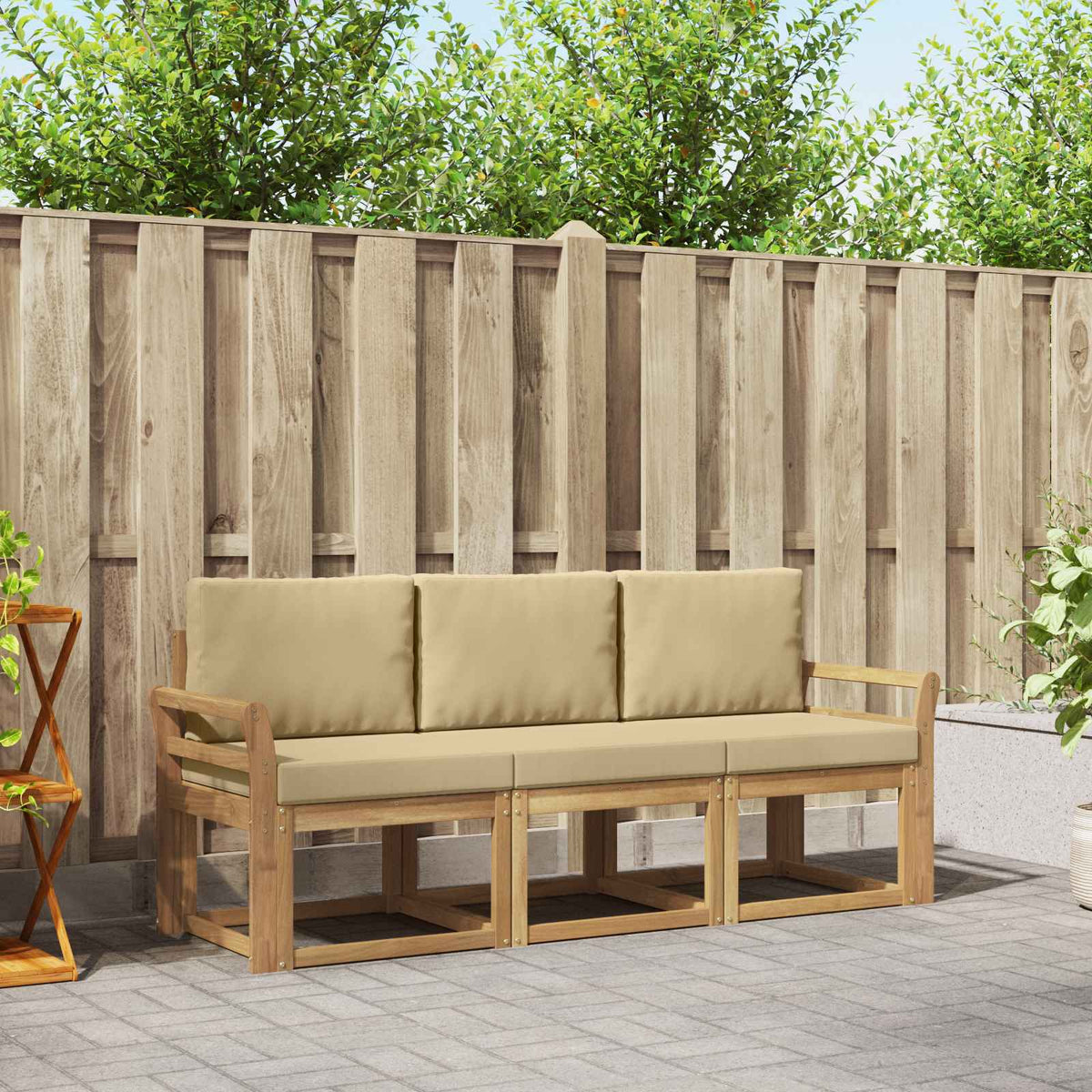 Set di divani da esterno 3 pz White and Beige 194 x 63 x 73 cm | homemem39