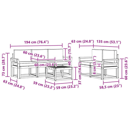 Set di divani da esterno 6 pz 5-Posti Bianco e Beige | homemem39