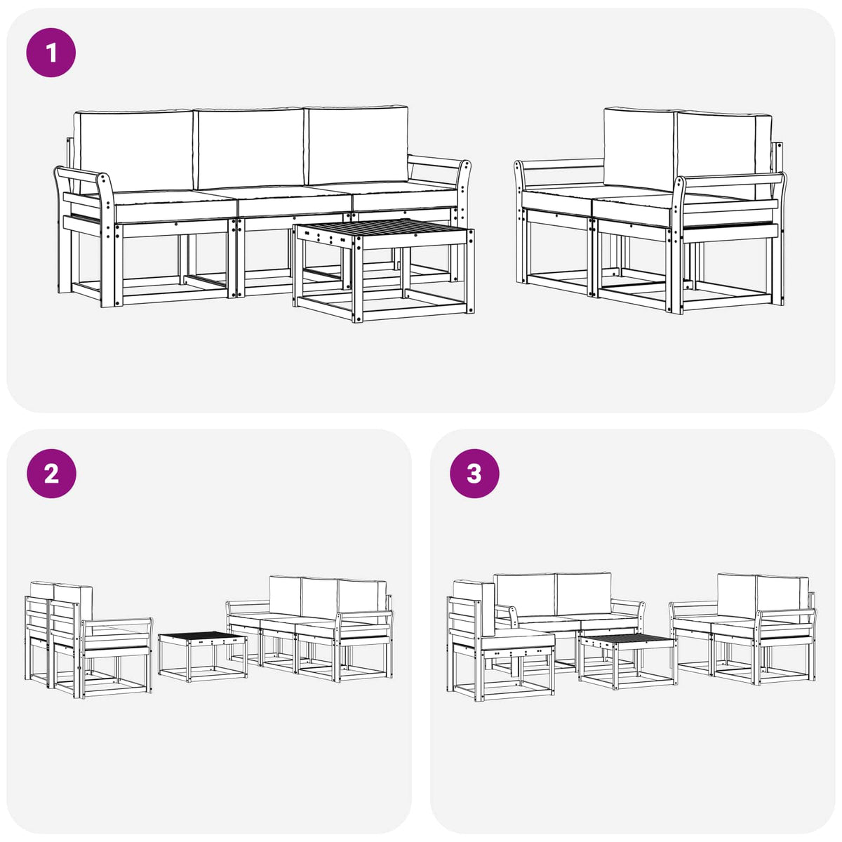 Set di divani da esterno 6 pz 5-Posti Bianco e Beige | homemem39