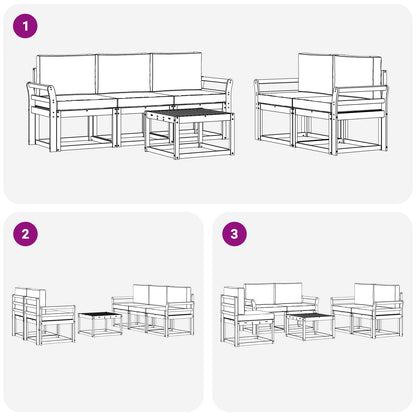 Set di divani da esterno 6 pz 5-Posti Bianco e Beige | homemem39