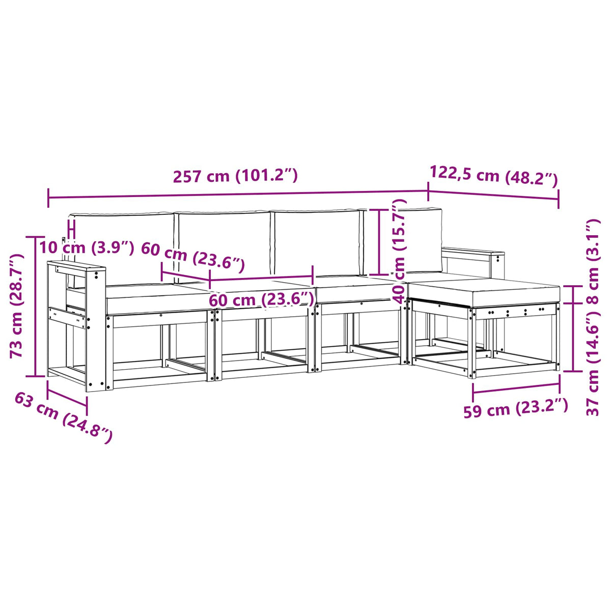 Set di divani da esterno 5 pz Bianco e Beige | homemem39