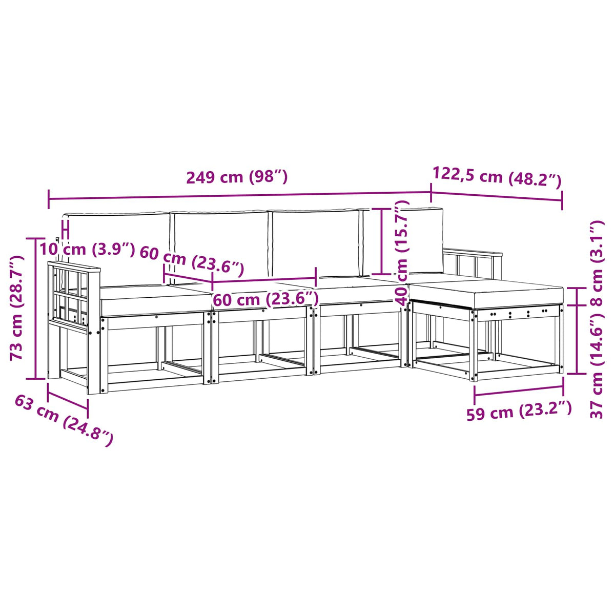 Set di divani da esterno 5 pz Bianco e Beige | homemem39