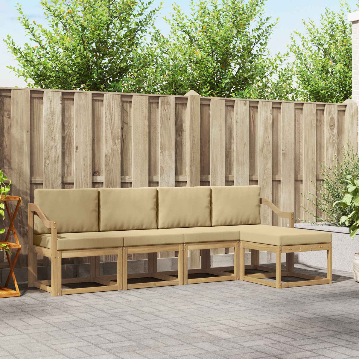 Set di divani da esterno 5 pz Bianco e Beige | homemem39